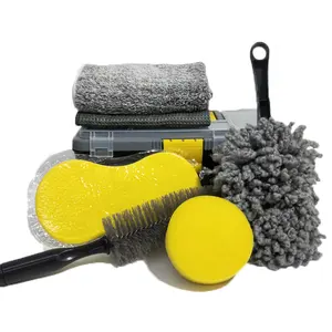 7Pcs Microvezel Wasstraat Cleaning Tools Set Spons Wiel Borstel Car Cleaning Kit Set Wasstraat