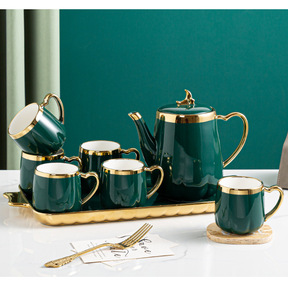 8pcs Ceramic Coffee Cup <strong>Set</strong> Colored Glaze Luxury Gold Rim Porcelain Teapot Cup Ceramic Coffee <strong>Pot</strong> <strong>Tea</strong> Cup <strong>Set</strong> With Tray - Product Image 6