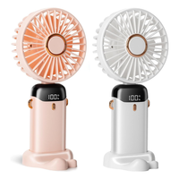 Ventilateur portable pliable intelligent à LED avec affichage de la puissance, 5 vitesses, pour les voyages en extérieur, les trajets quotidiens, le bureau, la table et le cou