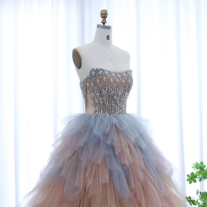 Robe de soirée de luxe en or rose à volants, robe de princesse arabe pour femmes, robe de mariage, robe de fiançailles, SZ531 - Product Image 5