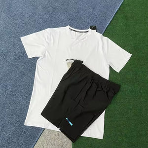 メンズ<span class=keywords><strong>2</strong></span>個セットアクティブウェア半袖トップサッカースポーツショートセット反射スポーツフィットネスジムサッカーTシャツ & ショーツ - Product Image 4