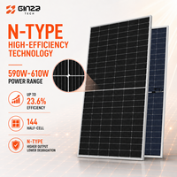 Panneaux solaires industriels pour toitures Ginza 605W N-Type pour 144 demi-cellules, double vitrage, haute performance, efficacité de 23,03 %, 210 mm x 210 mm