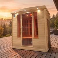 Sauna de infrarrojos lejanos Big Bear para 4 personas, comercial, moderna, ecológica, de bajo EMF, de madera maciza, ligera y de fácil operación.