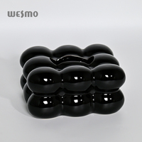 Boîte à mouchoirs rectangulaire en céramique Hubble-bubble, décoration créative pour table de toilette, support personnalisé pour décoration de la maison, noir Wesmo
