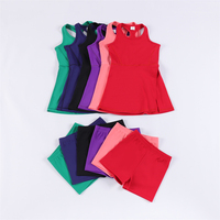 Conjunto Deportivo para Niñas de Secado Rápido y Elástico en 4 Direcciones, Pantalones Cortos con Cintura Elástica y Camiseta sin Mangas, Venta al Por Mayor (Certificado CPC)
