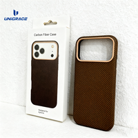 Coque de téléphone magnétique UNIGRACE en cuir de qualité supérieure avec texture en fibre de carbone pour Iphone 12 13 14 15 16 17 air Pro Max