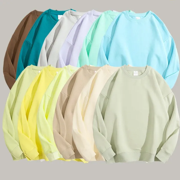 NADANBAO Oem Best Quality Custom Print Unisex Pure Cotton Crewneck Plain Women blank Men 31 Colors Oversize Pullover Sweatshirt