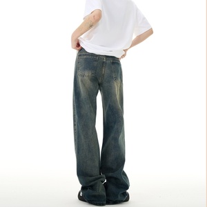Jeans Retro para Hombre y Mujer, Otoño Invierno, Estilo Urbano, Lavados, Desgastados, de Cintura Alta, Pierna Ancha, Holgados, Rectos, con Múltiples Bolsillos - Product Image 4