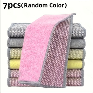 ผ้าเช็ดจานไมโครไฟเบอร์ 4 ชิ้น ผ้าทำความสะอาดแบบสองด้าน ลวดเงิน ซักได้ ไม่ทำให้เกิดรอยขีดข่วน ผ้าเช็ดทำความสะอาดในครัว - Product Image 4