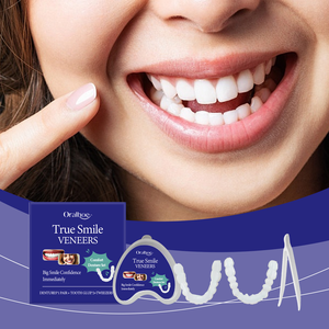 Nouvelles 2 pièces de fausses dents blanchissantes ajustables en silicone, type facettes pour un sourire naturel, prothèse supérieure esthétique confortable - Product Image 1