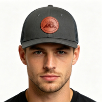 Casquette Trucker en Maille à 6 Panneaux, Casquette de Baseball Sportive avec Logo Personnalisé en Cuir, Gorras Unisexe Personnalisables pour l'Extérieur