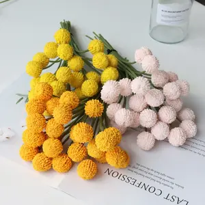 X154 bricolage artificiel Mini petite boule d'or chrysanthème fleur maison mariage décoration fleur guirlande