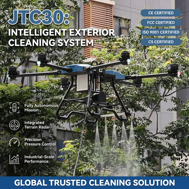JTC30 Autonomous Cleaning Drone with High Pressure Spraying System Intelligent Building Washer UAV for Property Management