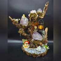 Árbol Bonsái de Cristal Natural, Miniatura de Paisaje con Piedras Preciosas, Árbol del Dinero Feng Shui, Decoración Hecha a Mano para el Hogar, Oficina, Escritorio, Halloween