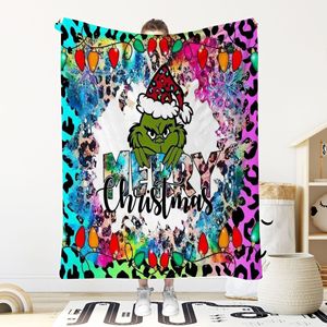 Tùy Chỉnh In Kỹ Thuật Số Giáng Sinh grinch Màu Xanh Lá Cây Quái Vật Flannel Chăn 100% Polyester Mùa Đông Phim Hoạt Hình Động Vật Phong Cách Chăn - Product Image 4