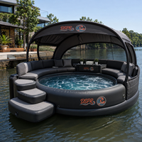Dôme gonflable flottant avec sièges rembourrés, éclairage LED intégré et bar pour divertissement aquatique nocturne tropical