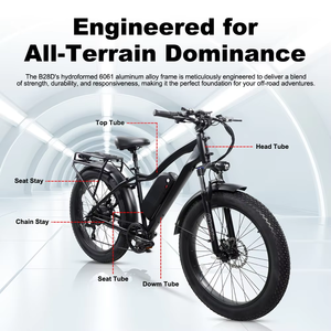 Vélo électrique tout-terrain 2 places pour adultes, 48V, 26 pouces, pneus larges, 7 vitesses, cadre en alliage d'aluminium - Product Image 6