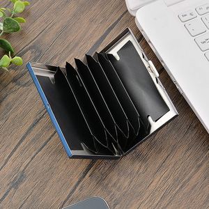 Porte-cartes de crédit et d'identité fin en acier inoxydable avec blocage RFID, personnalisable avec logo, vente en gros d'usine, promotionnel - Product Image 3