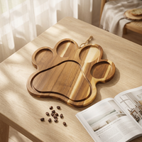 Planche à charcuterie en bois d'acacia en forme de patte de 13,8 pouces et 0,8 pouce d'épaisseur, couteaux à fromage magnétiques (lot de 4) - Cadeau pour les amoureux des animaux