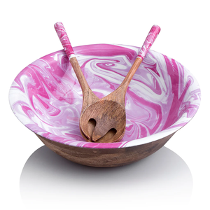 Cuenco de madera de mango recubierto de esmalte con estampado clásico liso elegante diseño de tendencia ecológico para servicio de cocina de comedor comercial - Product Image 4