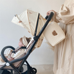 Nieuwe Eenvoudige Stijl Pasgeboren Baby Verzorging Luier Tas Mummie Schouder Voor Tas Borduurwerk Gewatteerde Kinderwagen Luier Opslag Katoenen Handtassen - Product Image 5