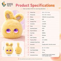 Peluche de Conejo Amarillo con IA, Vibración, Sensor Táctil, Clonación de Voz, Memoria de Larga Duración, Más de 80 Idiomas, Ojos LED, WiFi 2.4G