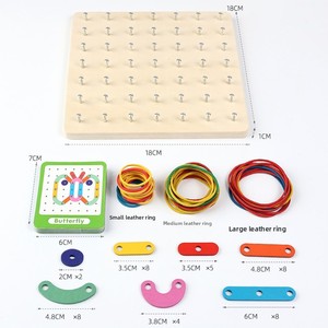 กระดานไม้เรขาคณิตพร้อมการ์ดลาย ยางรัดผม ของเล่นเสริมพัฒนาการทางคณิตศาสตร์สำหรับเด็กก่อนวัยเรียน ของเล่นมอนเตสซอรี่ ฝึกส<span class=keywords><strong>ม</strong></span>อง ของเล่น STEM - Product Image 4