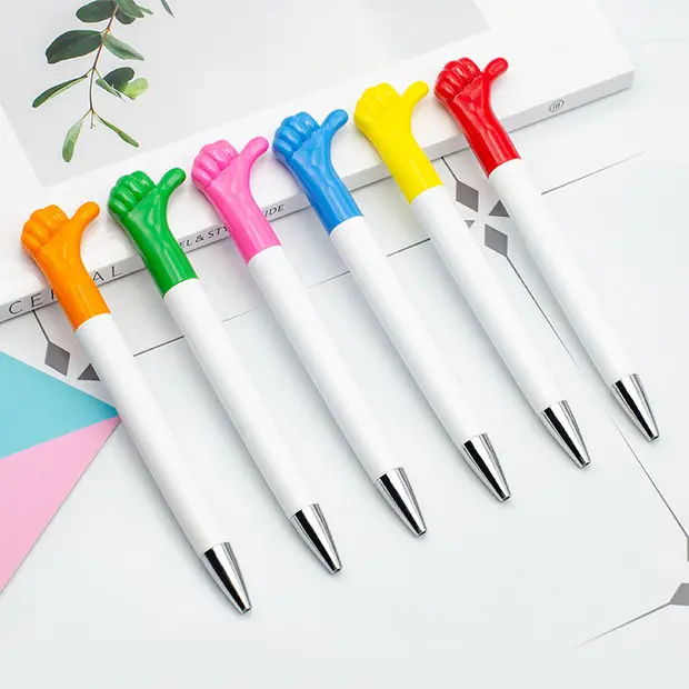 Wholesale Thumbs Up Ballpoint Pen Hot Sale Plastic Twist Gesture Roller Custom Logo Ball Pen