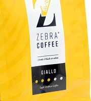 Sachet à fond plat UV mat avec partie brillante et valve à fermeture éclair pour emballage de grains de café Arabica légers, 250 grammes