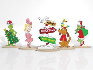 OEM ODM Décoration de table de Noël vert anime avec personnage, motif Whoville, ensemble de fichiers de découpe laser superposés pour affichage de Noël - Product Image 1