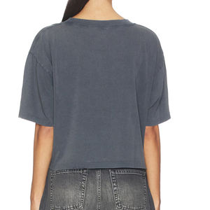 Camiseta 100% Algodón con Logotipo Personalizado, Camiseta Vintage Lisa, Camiseta de Algodón Lavada con Piedras, Camiseta con Estampado para Mujer, Camiseta con Lavado Ácido - Product Image 3