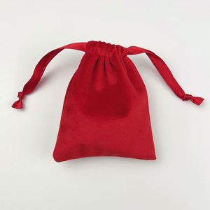 Sac à cordon en velours rouge épais, pochette en flanelle douce et lourde pour montre, flacon de parfum, cosmétiques, emballage anti-poussière, logo personnalisé - Product Image 6