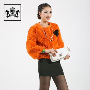 Personnalisé hiver doux raton laveur col de fourrure <span class=keywords><strong>pas</strong></span> <span class=keywords><strong>cher</strong></span> bleu rex fourrure de lapin manteaux femmes - Product Image 5