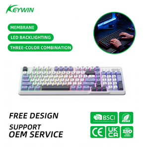 <span class=keywords><strong>Clavier</strong></span> de jeu <span class=keywords><strong>sans</strong></span> <span class=keywords><strong>fil</strong></span> RGB Keywin OEM ODM 98 touches, <span class=keywords><strong>clavier</strong></span> de jeu filaire tri-mode personnalisé 98 touches avec bouton, couleurs mélangées - Product Image 1