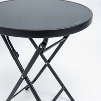 Table pliante d'intérieur simple et de haute qualité, multifonctionnelle, imperméable, durable, en verre noir, pliée, ronde, pour le jardin