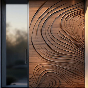 Custom Luxury Unique 3D Carved Streamline Design <strong>Door</strong> Waterproof Modern Look Main Entrance <strong>Door</strong> Solid Wood Front <strong>Door</strong> - Product Image 5