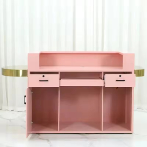 Escritorio de recepción Salón de belleza L Esquina Muebles de salón curvos Escritorio de recepción pequeño Mostrador de recepción Recepción - Product Image 4