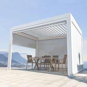 Pérgola Moderna de Aleación de Aluminio Blanca Impermeable para Terraza, Gazebo con Laterales, Persianas Enrollables con Control Remoto para Jardín, Patio Exterior - Product Image 1