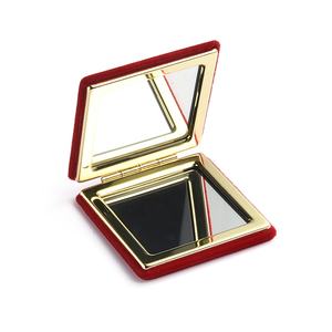 Glitter Gold Logo Velvet Cover Square Luxury Women Cosmetic Pocket <b>Mirror</b> - Product Image 6