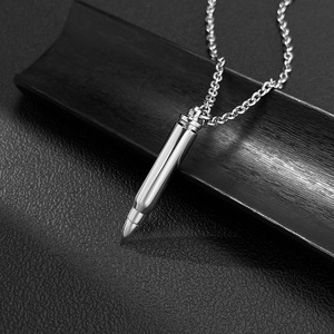 European and American cross-border hip-hop men's necklace, stainless steel bullet head pendant, trendy and personalized <b>titanium</b> - Product Image 3