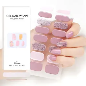 Free Sample Solid Elegant Color Semi Cured Gel Nail Wraps Ombre Color Semi Cured Nail Polish Strips