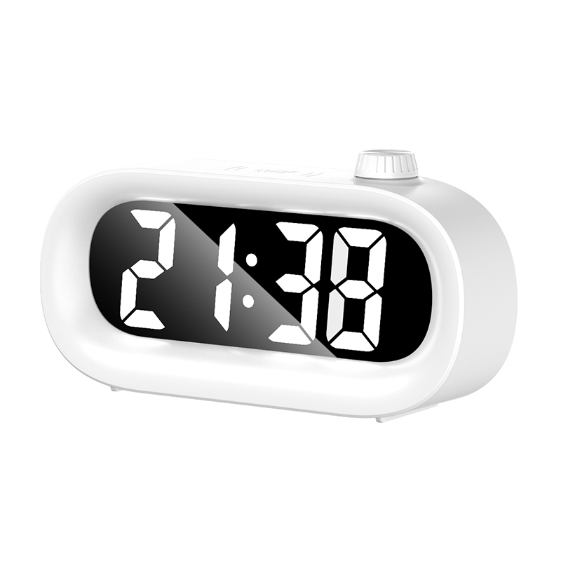 LED Alarm Clock-Temperature/Date Display,Quiet, Large Mirror Display,Snooze Model,Color Display