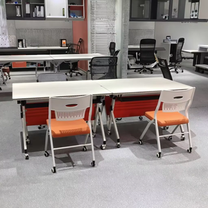 Modern Foldable Flip Top Conference Nesting Mobile Training <strong>Table</strong> <strong>Adjustable</strong> <strong>Height</strong> for School Office Training Meeting Desk - Product Image 3
