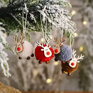 Pluche Elanden Kerstcadeau Houten Ambachtelijke Kerstboomversieringen Decors Hanger Nieuwjaar 2023 Feestdecoraties Voor Thuis Navidad