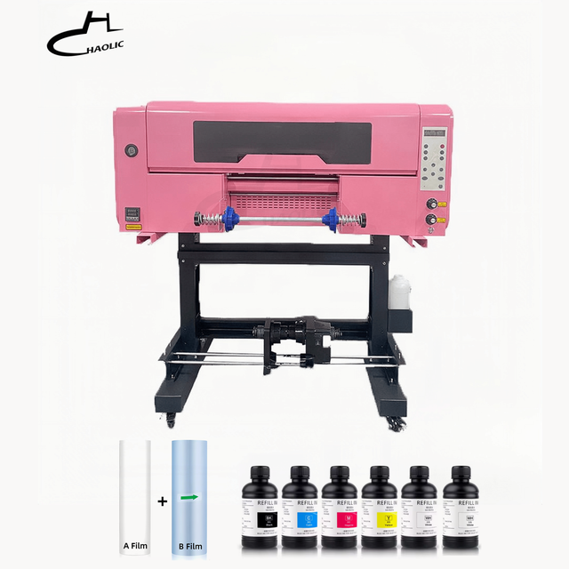 Hot-selling Haolic pink A3 Dual-Head UV DTF Printer with XP600 Printhead for Customization logo Printing Machine