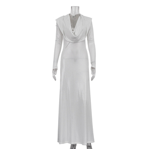 Nuovi Design 2025 Abbigliamento Islamico <span class=keywords><strong>in</strong></span> <span class=keywords><strong>Maglia</strong></span>, <span class=keywords><strong>Abito</strong></span> <span class=keywords><strong>Bianco</strong></span> Aderente da Festa, Vestito Lungo con Cappuccio, Hijab Modesto, Abaya per Donne Musulmane - Product Image 6