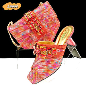 2024 para venta al por mayor Polvo azul diseño italiano mujeres africanas fiesta elegante moda lujo plataforma tacones altos zapatos bolsa conjunto - Product Image 6