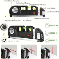 Niveau laser infrarouge 3-en-1 de qualité industrielle, multifonctionnel, avec support vertical et horizontal, faisceau vert, pour le bricolage
