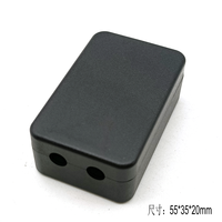 Boîtier électronique en plastique ABS noir mat, coins arrondis, rectangulaire, avec double trou pour câbles, pour module de circuit imprimé