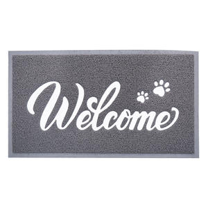 Alfombra de bienvenida con diseño de huellas de patas, rectangular, gris, antideslizante, para entrada interior del hogar, con diseño novedoso, fácil de limpiar - Product Image 2